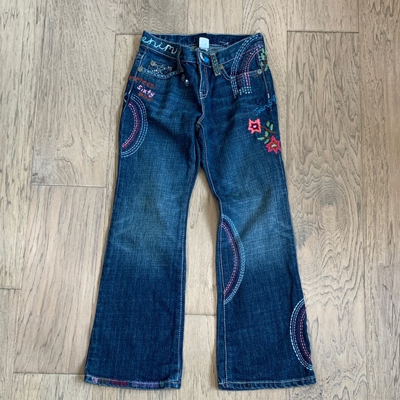 GAP Other - GAP Dark Wash Flare Jeans with Colorful Embroidery Size 7 Regular